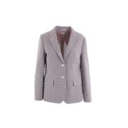 Geruite Katoenen Jas met Klassieke Revers en Knoopsluiting Thom Browne...