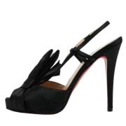 Pre-owned Satin sandals Christian Louboutin Pre-owned , Black , Dames