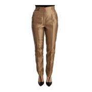 Modieuze Slim-Fit Gouden Broek Jeans Dolce & Gabbana , Beige , Dames