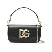 Zwarte Leren Crossbody Tas met Logo Detail Dolce & Gabbana , Black , D...