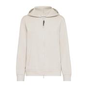 Beige Zip Sweatshirt met Monili Chain Brunello Cucinelli , Beige , Dam...