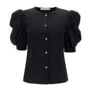 Envers Satijnen Blouse met Bouffant Mouwen Alessandra Rich , Black , D...