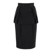 Peplum Rok van Zijde en Cordura Maison Margiela , Black , Dames