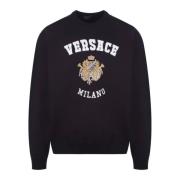 Katoenen sweatshirt met lange mouwen Versace , Black , Heren