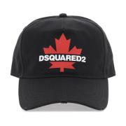 Baseball Cap met rubberen logo Dsquared2 , Black , Heren
