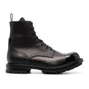 Leren Veterschoenen Alexander McQueen , Black , Heren