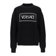 Trui met logo-inleg Versace , Black , Dames