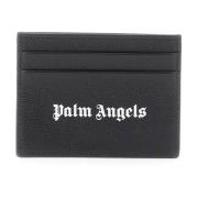 Contrasterende Logo Leren Cardholder Palm Angels , Black , Heren