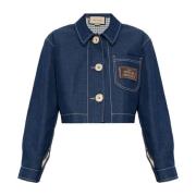 Denim Jack met Logo Patch Gucci , Blue , Dames