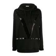 Sweatshirt met Logo Print en Pailletten Detail Valentino , Black , Dam...