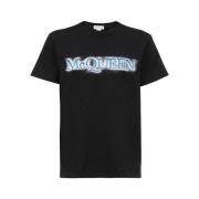 Logo T-Shirt met Ribboorden Alexander McQueen , Black , Heren