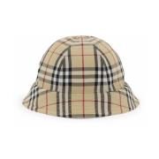 Nylon Bucket Hat met Iconisch Check-patroon Burberry , Beige , Dames