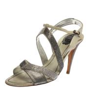 Pre-owned Leather sandals René Caovilla Pre-owned , Gray , Dames