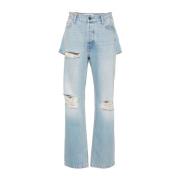Lichtblauwe Straight Leg Jeans met Gescheurde Details Darkpark , Blue ...