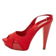 Pre-owned Satin sandals Sergio Rossi Pre-owned , Red , Dames