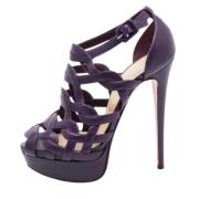 Pre-owned Leather sandals Christian Louboutin Pre-owned , Purple , Dam...