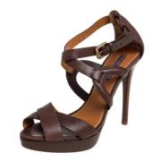 Pre-owned Leather sandals Ralph Lauren Pre-owned , Brown , Dames