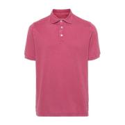 Slim Fit Katoenen Polo Shirt Fedeli , Pink , Heren