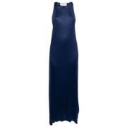 Pre-owned Silk dresses Yves Saint Laurent Vintage , Blue , Dames