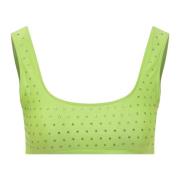 Mouwloze Top met Elegante Strass Detail Andamane , Green , Dames