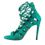 Pre-owned Suede sandals Aquazzura Pre-owned , Green , Dames