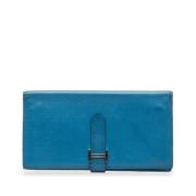 Pre-owned Leather wallets Hermès Vintage , Blue , Dames