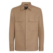 Oasi Linnen Overshirt Ermenegildo Zegna , Beige , Heren