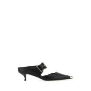 Zwarte leren Hardware sabot Alexander McQueen , Black , Dames