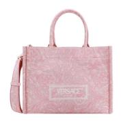 Roze Barocco Canvas Handtas Versace , Pink , Dames