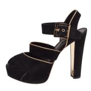 Pre-owned Suede sandals Louis Vuitton Vintage , Black , Dames