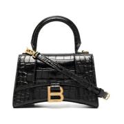 Zwarte tas met krokodilleneffect en handvat Balenciaga , Black , Dames