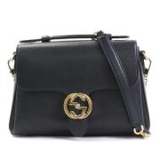 Tweedehands Zwarte Leren Gucci Schoudertas Gucci Vintage , Black , Dam...