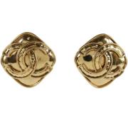 Pre-owned Metal earrings Chanel Vintage , Yellow , Dames