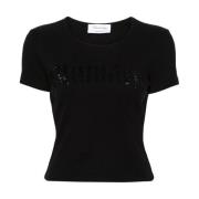 N0990 Nero Cropped T-Shirt Blumarine , Black , Dames