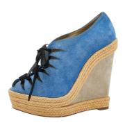 Pre-owned Suede sandals Christian Louboutin Pre-owned , Blue , Dames