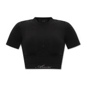 Naadloze top met logo Amiri , Black , Dames