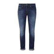 Blauwe Jeans met 98% Katoen Dondup , Blue , Heren