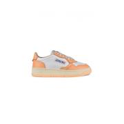 Witte en Oranje Leren Sneakers Autry , White , Dames