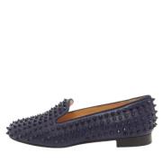 Pre-owned Leather flats Christian Louboutin Pre-owned , Blue , Dames