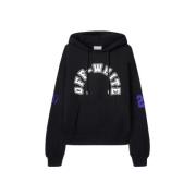 Oversized Zwarte Katoenen Hoodie Off White , Black , Heren