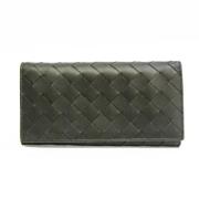 Tweedehands Zwarte Leren Bottega Veneta Portemonnee Bottega Veneta Vin...