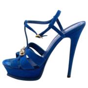 Pre-owned Suede sandals Yves Saint Laurent Vintage , Blue , Dames