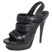 Pre-owned Leather sandals Yves Saint Laurent Vintage , Black , Dames