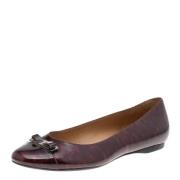 Pre-owned Leather flats Salvatore Ferragamo Pre-owned , Red , Dames