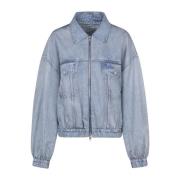 Bedrukte Denim Bomberjack Alexander Wang , Blue , Dames