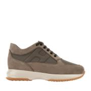 Bruine Nubuck Sneakers met Technische Stoffen Inzetstukken Hogan , Bro...