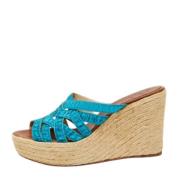 Pre-owned Fabric sandals Christian Louboutin Pre-owned , Blue , Dames