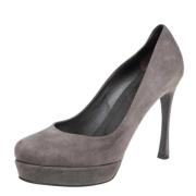 Pre-owned Suede heels Yves Saint Laurent Vintage , Gray , Dames