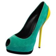 Pre-owned Suede heels Giuseppe Zanotti Pre-owned , Green , Dames