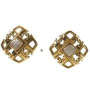 Pre-owned Metal earrings Chanel Vintage , Yellow , Dames